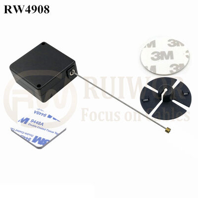 RW4908 Square Ratcheting Retractable Tether Plus Stop Function Dia 38mm Circular Sticky Flexible ABS Plate