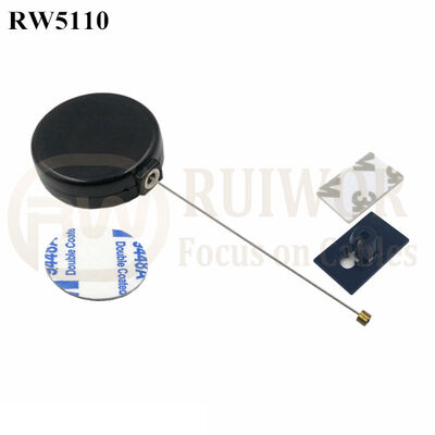 RW5110 Round Mini Anti Lost Recoiler Plus 25X15mm Rectangular Adhesive ABS Plate
