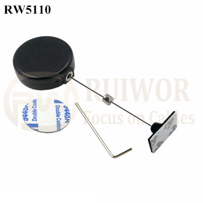 RW5110 Round Mini Anti Lost Recoiler Plus 25X15mm Rectangular Adhesive ABS Plate