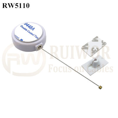 RW5110 Round Mini Anti Lost Recoiler Plus 25X15mm Rectangular Adhesive ABS Plate