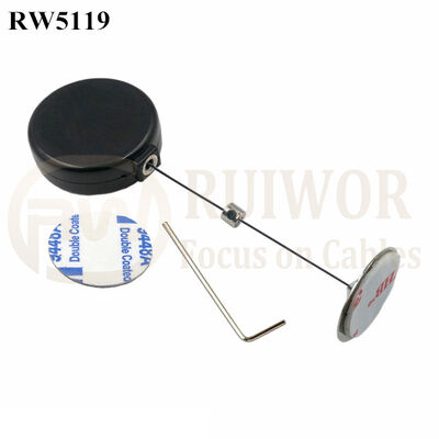 RW5119 Round Mini Anti Lost Recoiler Plus Dia 22mm Circular Sticky Metal Plate