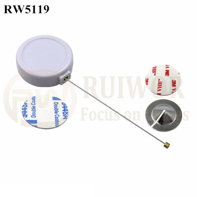 RW5119 Round Mini Anti Lost Recoiler Plus Dia 22mm Circular Sticky Metal Plate