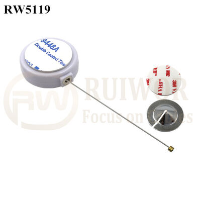 RW5119 Round Mini Anti Lost Recoiler Plus Dia 22mm Circular Sticky Metal Plate