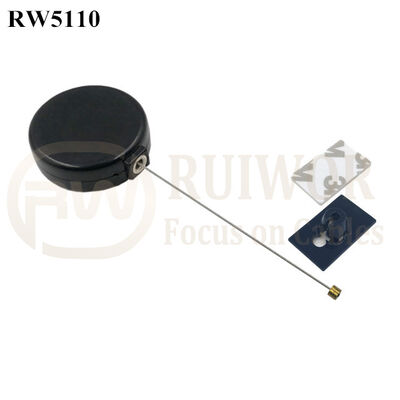 RW5110 Round Mini Anti Lost Recoiler Plus 25X15mm Rectangular Adhesive ABS Plate