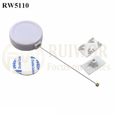 RW5110 Round Mini Anti Lost Recoiler Plus 25X15mm Rectangular Adhesive ABS Plate