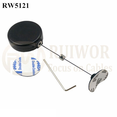 RW5121 Round Mini Anti Lost Recoiler Plus 33x19MM Oval Sticky Flexible Rubber Tips