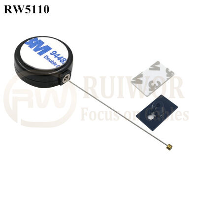 RW5110 Round Mini Anti Lost Recoiler Plus 25X15mm Rectangular Adhesive ABS Plate