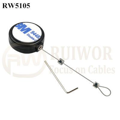 RW5105 Round Mini Anti Lost Recoiler Plus Adjustalbe Lasso Loop End By Small Lock And Allen Key