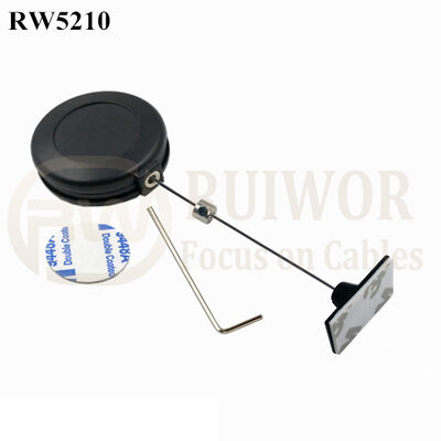 RW5210 Round Anti Theft Retractor Plus 25X15mm Rectangular Adhesive ABS Plate
