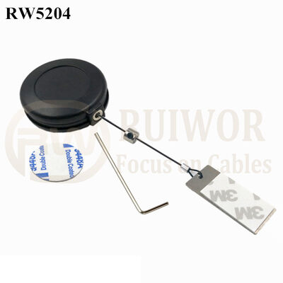 RW5204 Round Anti Theft Retractor Plus 45X19mm Rectangular Sticky Metal Plate
