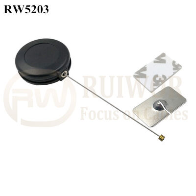 RW5203 Round Anti Theft Retractor Plus 35X22mm Rectangular Adhesive Metal Plate