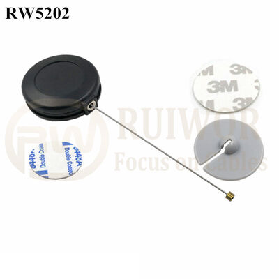 RW5202 Round Anti Theft Retractor Plus Dia 30mm Circular Adhesive ABS Plate
