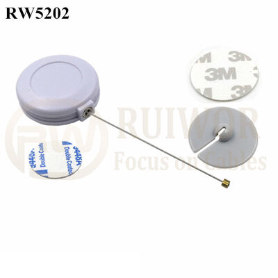 RW5202 Round Anti Theft Retractor Plus Dia 30mm Circular Adhesive ABS Plate