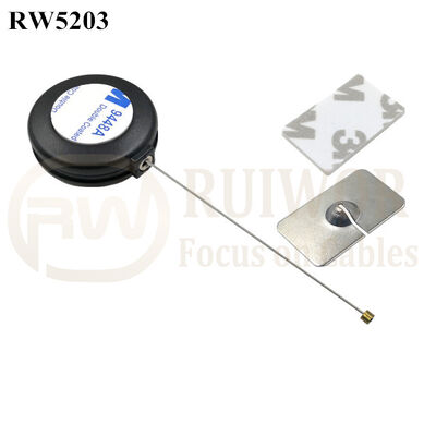 RW5203 Round Anti Theft Retractor Plus 35X22mm Rectangular Adhesive Metal Plate