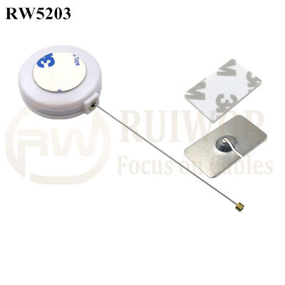 RW5203 Round Anti Theft Retractor Plus 35X22mm Rectangular Adhesive Metal Plate