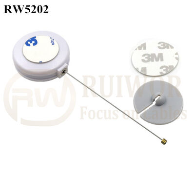 RW5202 Round Anti Theft Retractor Plus Dia 30mm Circular Adhesive ABS Plate