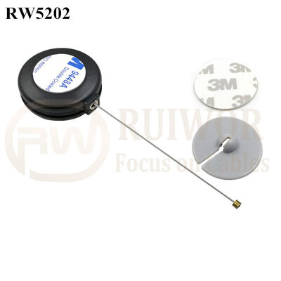 RW5202 Round Anti Theft Retractor Plus Dia 30mm Circular Adhesive ABS Plate