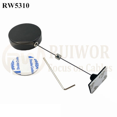 RW5310 Round Security Display Tether With Logo Custom Plus 25X15mm Rectangular Adhesive ABS Plate