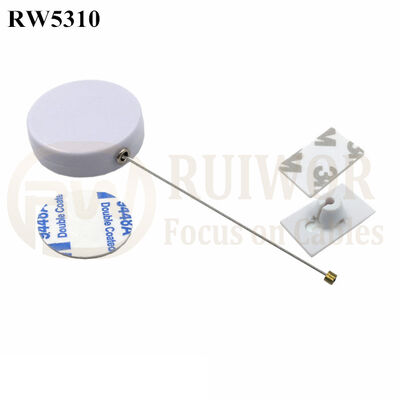 RW5310 Round Security Display Tether With Logo Custom Plus 25X15mm Rectangular Adhesive ABS Plate