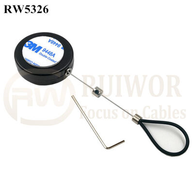 RW5326 Round Security Display Tether Plus Adjustable Stainless Steel Wire Loop Coated Silicone Hose