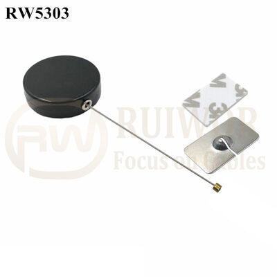 RW5303 Round Security Display Tether Plus 35X22mm Rectangular Adhesive Metal Plate