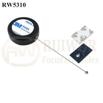RW5310 Round Security Display Tether With Logo Custom Plus 25X15mm Rectangular Adhesive ABS Plate