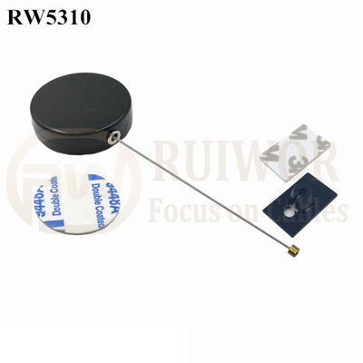 RW5310 Round Security Display Tether With Logo Custom Plus 25X15mm Rectangular Adhesive ABS Plate