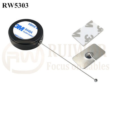 RW5303 Round Security Display Tether Plus 35X22mm Rectangular Adhesive Metal Plate