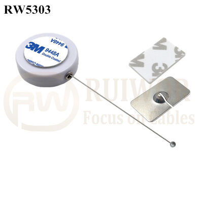 RW5303 Round Security Display Tether Plus 35X22mm Rectangular Adhesive Metal Plate