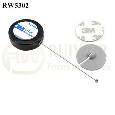 RW5302 Round Security Display Tether Plus Dia 30mm Circular Adhesive ABS Plate