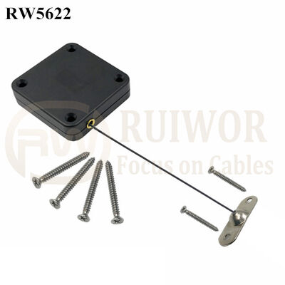 RW5622 Square Heavy Duty Retractable Cable Plus 10x31MM Two Screw Perforated Oval Metal Plate Connector Installed By Screw