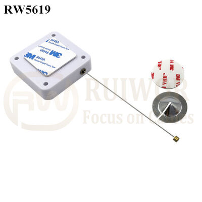 RW5619 Square Heavy Duty Retractable Cable Up To 5m Plus Dia 22mm Circular Sticky Metal Plate