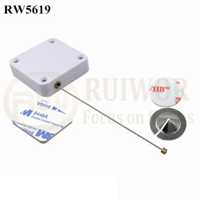 RW5619 Square Heavy Duty Retractable Cable Up To 5m Plus Dia 22mm Circular Sticky Metal Plate