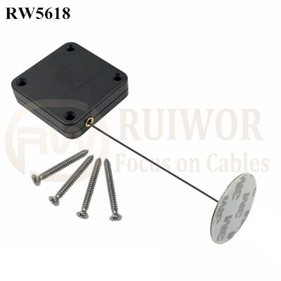 RW5618 Square Heavy Duty Retractable Cable Plus Dia 38mm Circular Sticky Metal Plate