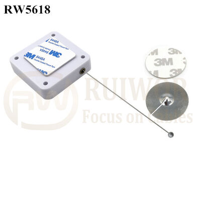 RW5618 Square Heavy Duty Retractable Cable Plus Dia 38mm Circular Sticky Metal Plate