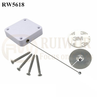 RW5618 Square Heavy Duty Retractable Cable Plus Dia 38mm Circular Sticky Metal Plate