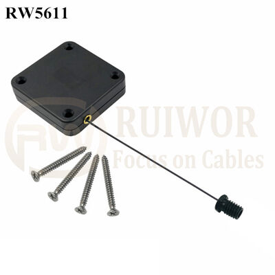 RW5611 Square Heavy Duty Retractable Cable Plus M6x8MM /M8x8MM Or Customized Flat Head Screw Cable End