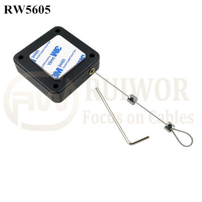 RW5605 Square Heavy Duty Retractable Cable Plus Adjustalbe Lasso Loop By Small Lock And Allen Key Forces MAX 2.5LB Longest 6M