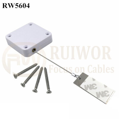 RW5604 Square Heavy Duty Retractable Cable Plus 45X19mm Rectangular Sticky Metal Plate