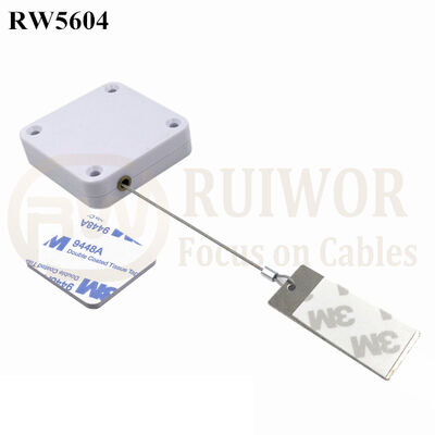 RW5604 Square Heavy Duty Retractable Cable Plus 45X19mm Rectangular Sticky Metal Plate