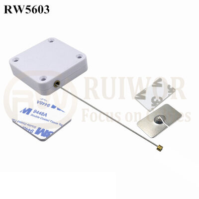 RW5603 Square Heavy Duty Retractable Cable Plus 35X22mm Rectangular Adhesive Metal Plate