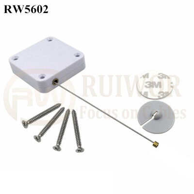 RW5602 Square Heavy Duty Retractable Cable Plus Dia 30mm Circular Adhesive ABS Plate Cable Thickest 2.5MM Longest 600CM