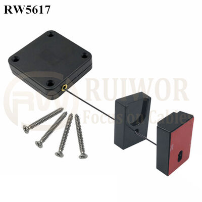 RW5617 Square Heavy Duty Retractable Cable Plus Magnetic Clasps Cable Holder